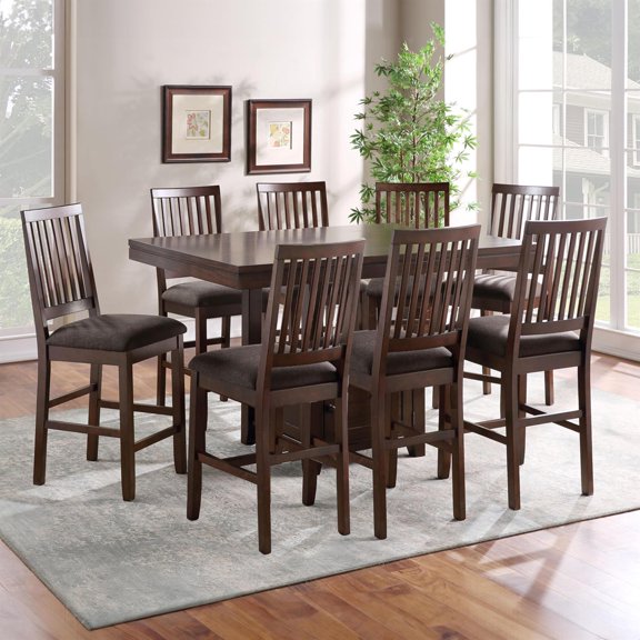 Steve Silver Yorktown 9-Piece Counter Dining Set in Brown