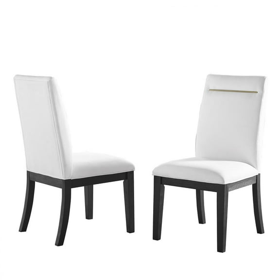 Steve Silver Yves White Fabric and Rubbed Charcoal Dining Side Chair