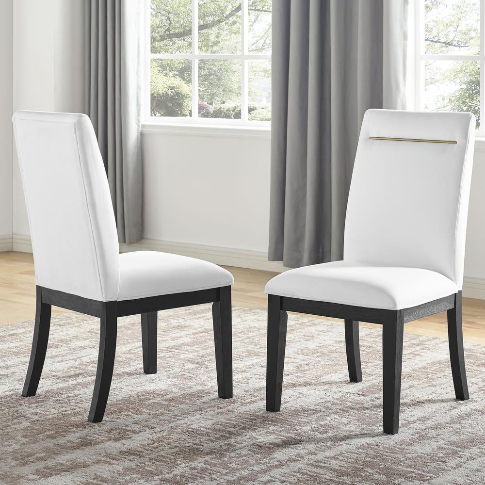 White Faux Leather Upholstered Parsons Side Chair Set