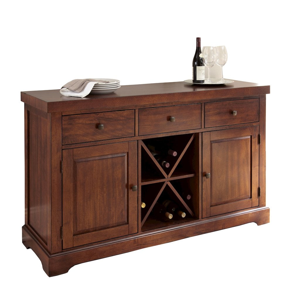 Zappa Transitional Brown Wood Buffet Server with Wine Rack