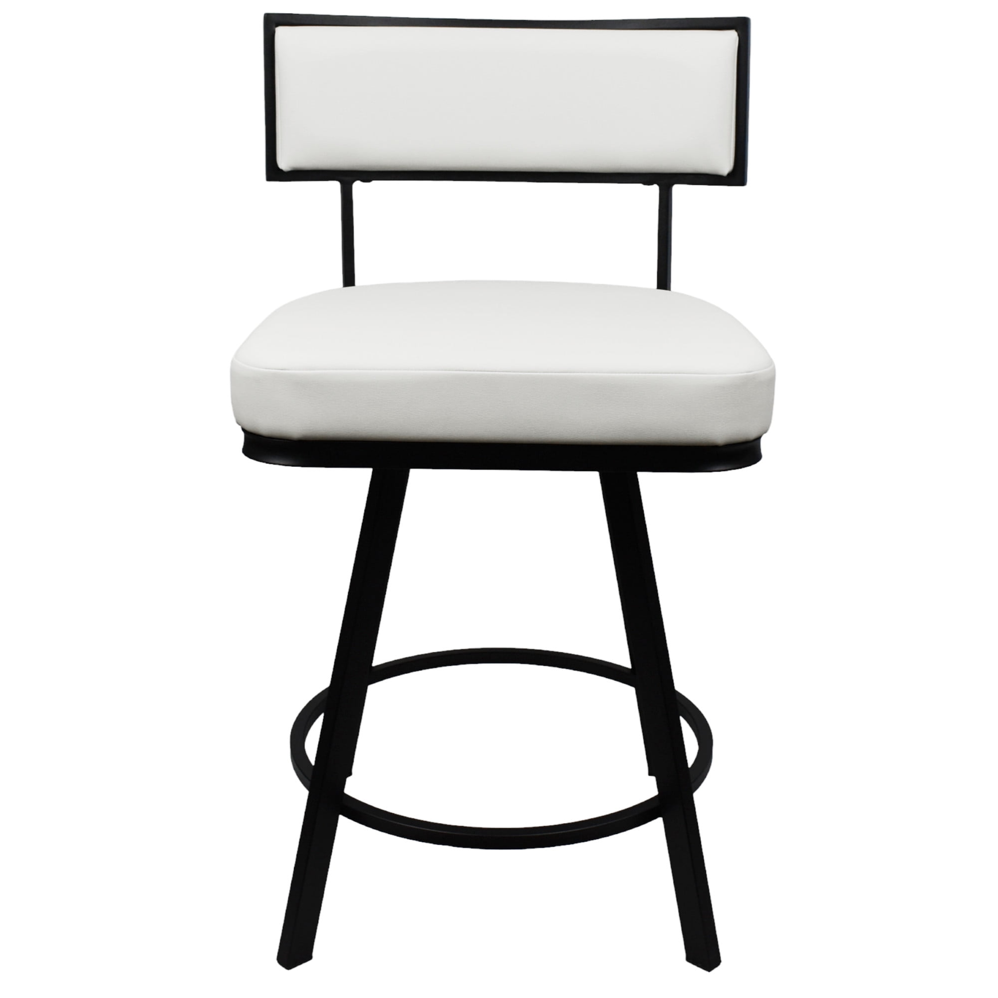 Steve Silver Zenon Modern Square Counter Chair with Metal Footrest, White/Black