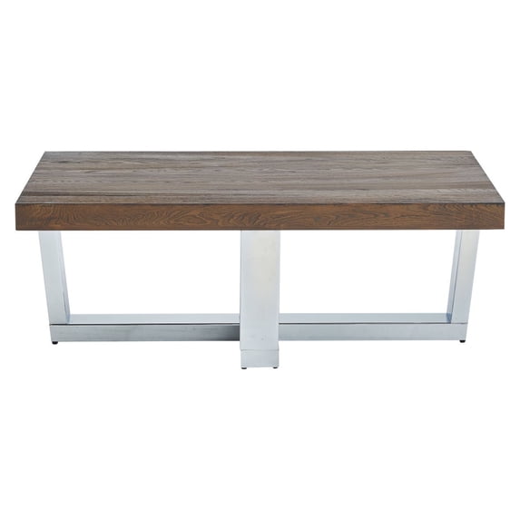 Steve Sivler Laredo Rectangle Wood and Iron Coffee Table, Chestnut