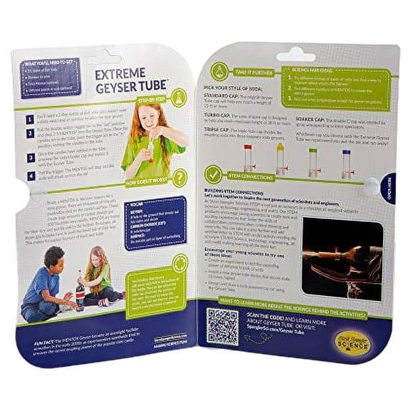 Steve Spangler Science Extreme Geyser Tube Experiment, 1 Tube & 3 Additional Caps - Science Experiment for Kids, Turns Soda Bottle and Mentos into Erupting Geyser, STEM Activity for Classroom/Home Use
