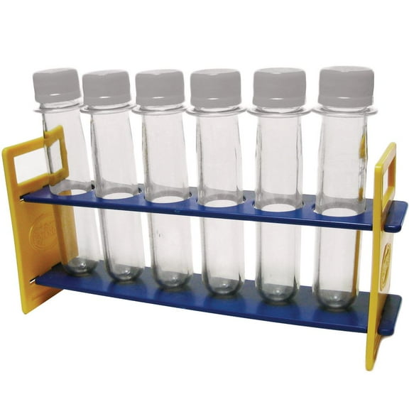Steve Spangler Science Large Plastic Test Tubes with Caps and Rack - 6 test tubes, 1 rack