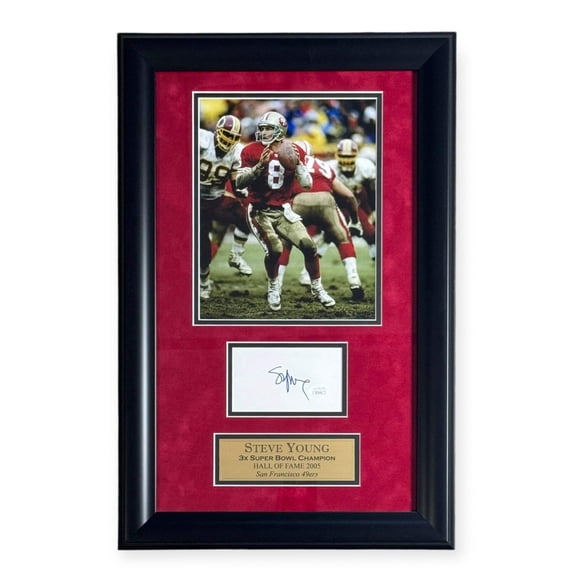 Steve Young San Francisco 49ers Autographed Cut Framed JSA
