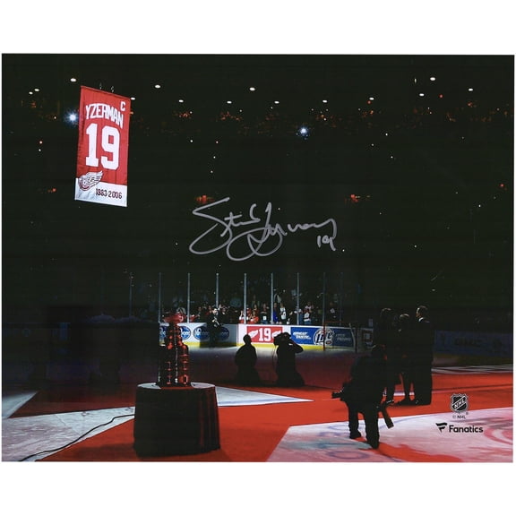 Steve Yzerman Detroit Red Wings Autographed 16" x 20" Jersey Retirement Night Photograph - Fanatics Authentic Certified