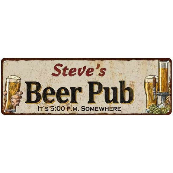 Steve's Beer Pub Gift Man Cave Bar Decor Gift 6x18 Sign 206180053231