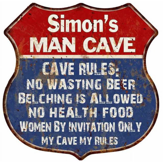 Steve's Man Cave Rules Sign Shield Metal Gift 211110023232