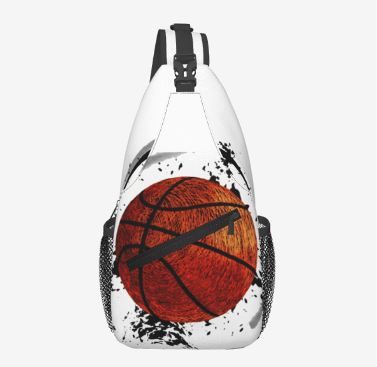 Stevemary abstract basketball Sling Bag Crossbody Chest Daypack Lightweight Canvas Backpack Shoulder Bag For Adult Travel Hiking For Camping Sport, 15.3x7.5x3.5 inch
