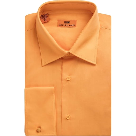 Steven Land Men's French Cuff Regular Fit Dress Shirt - Peach - 19 6-7
