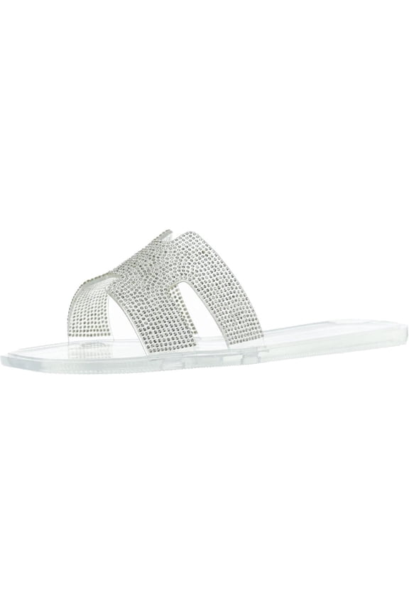 Steven New York Womens Andie Rhinestone Slip On Jelly Sandals