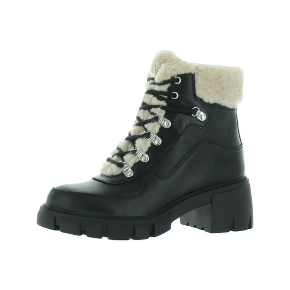 Steven New York Womens Henlie Faux Fur Lined Leather Combat & Lace-up Boots