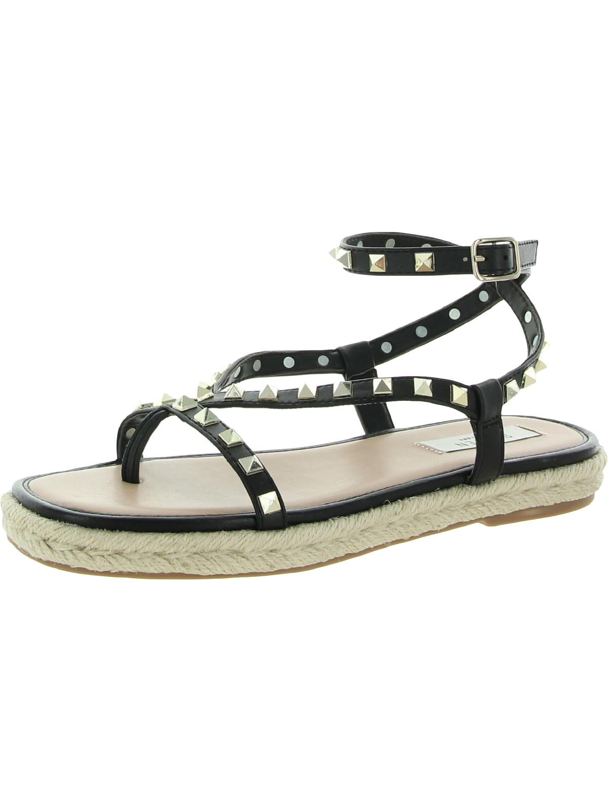 Steven New York Womens Summit Faux Leather Studded Flat Sandals