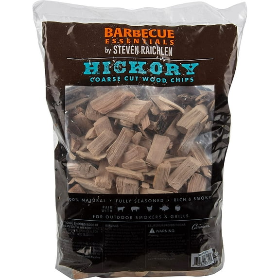 Steven Raichlen Smoking Chips - (Hickory) - 2 Pound Bag Barbecue Chips, Kiln Dried, Natural Coarse Wood Smoker Chunks - 260 cu. in. (0.004m)