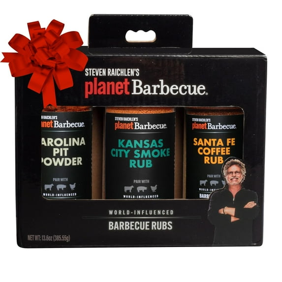 Steven Raichlen USA 3 Pack BBQ Grill Spices - GIFT BOX - American Barbecue Spice Rub Sampler Pack for Meat, Poultry, Fish