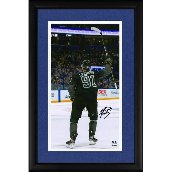 Steven Stamkos Tampa Bay Lightning Framed Autographed 10" x 18" Black Jersey Celebration Photograph - Fanatics Authentic Certified