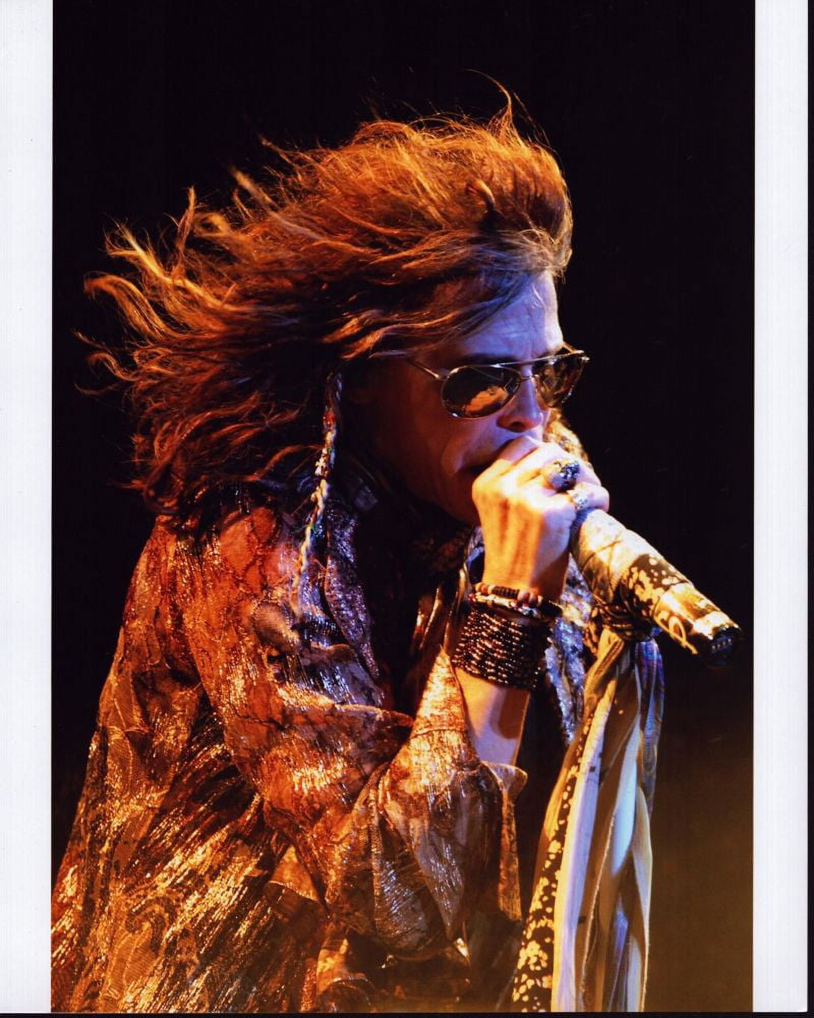 Steven Tyler Singing In Gold Top And Sunglasses Photo Print (8 x 10 ...