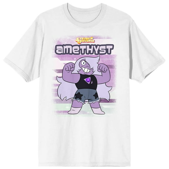 Steven Universe Amethyst Flexing Pose Adult White Short Sleeve Tee-XS