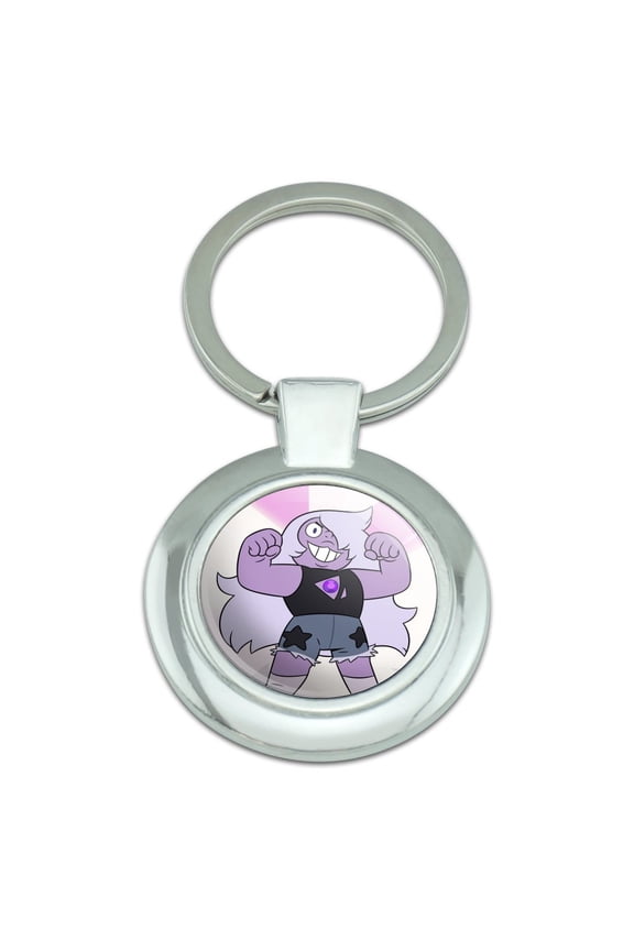 Steven Universe Amethyst Keychain Classy Round Chrome Plated Metal