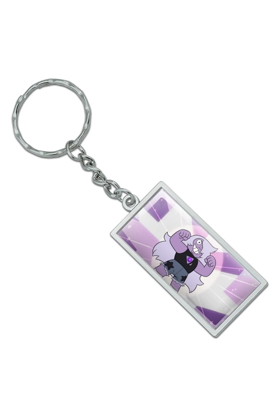Steven Universe Amethyst Rectangle Chrome Plated Metal Keychain Key Chain