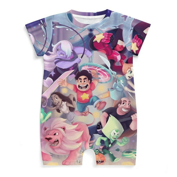 Steven Universe Baby Boy Girl Short Sleeve Romper Clothing Set Print Cartoon Baby Summer One Piece Jumpsuit