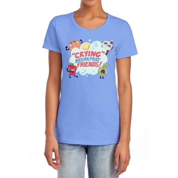 Steven Universe Crying Breakfast Friends Women's T Shirt, Carolina Blue, Medium