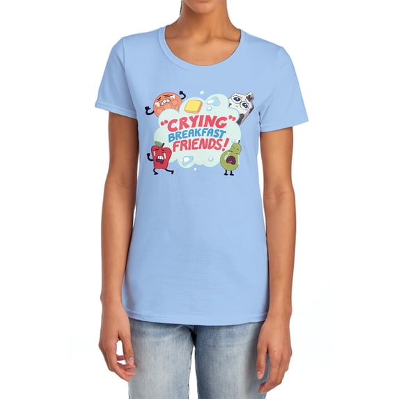 Steven Universe Crying Breakfast Friends Women's T Shirt, Light Blue, Small