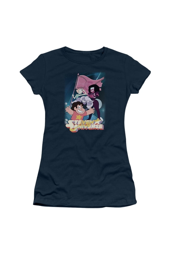 Steven Universe Crystal Gem Flag S/S Junior Women's T-Shirt Sheer Navy