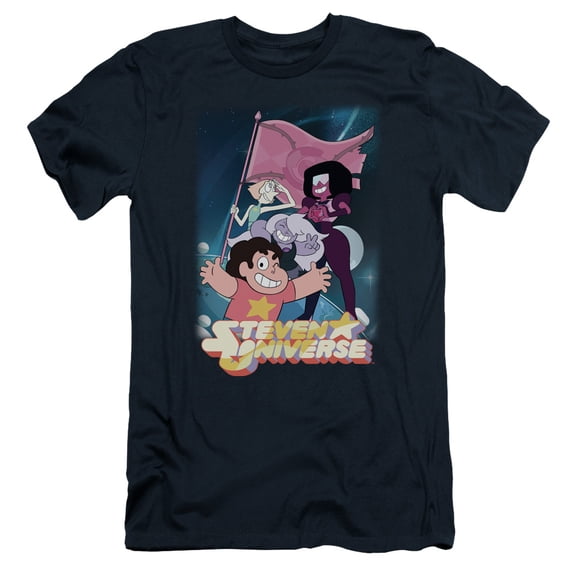 Steven Universe Crystal Gem Flag S/S Adult 30/1 T-Shirt Navy