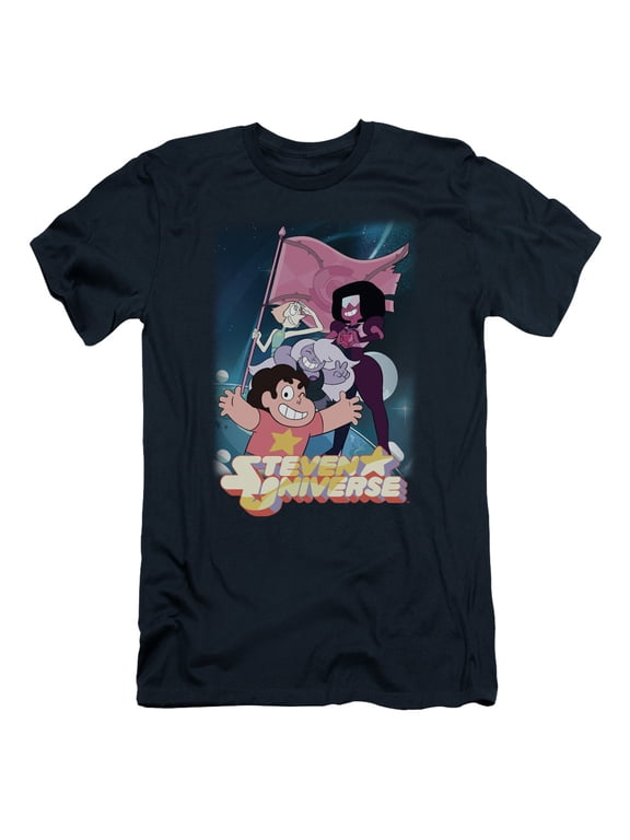 Steven Universe Crystal Gem Flag S/S Adult 30/1 T-Shirt Navy