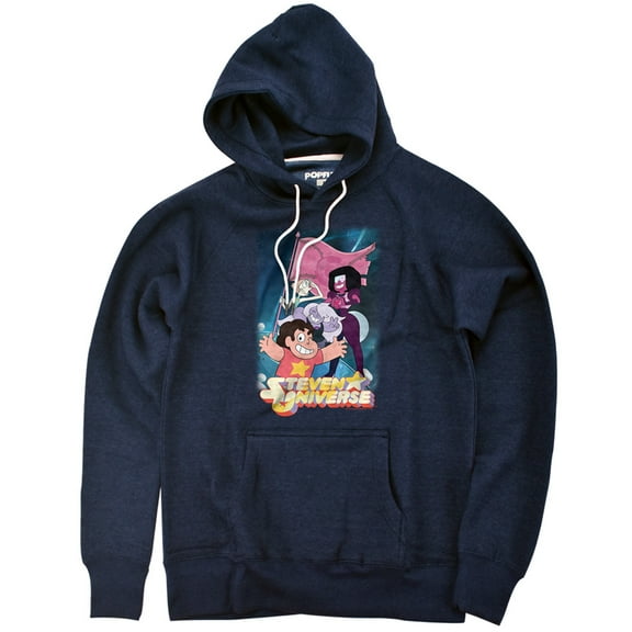 Steven Universe Crystal Gem Flag Unisex Adult Slim Fit Pull-Over Heather Hoodie, Navy, Small
