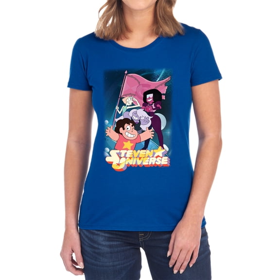 Steven Universe Crystal Gem Flag Women's T Shirt, Royal, Large