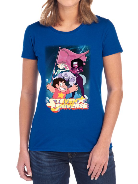 Steven Universe Crystal Gem Flag Women's T Shirt, Royal, X-Large