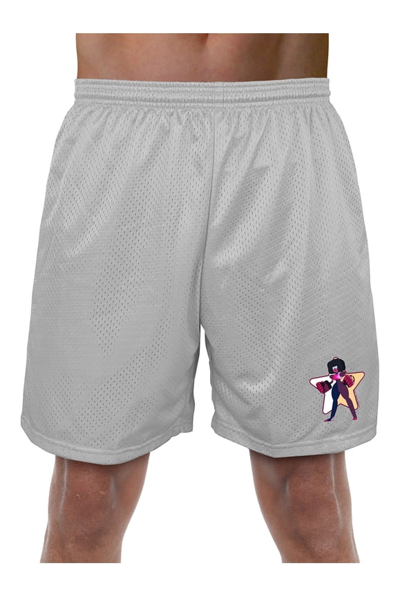Steven Universe Garnet Star Mens Lined Mesh Shorts, Silver, Medium