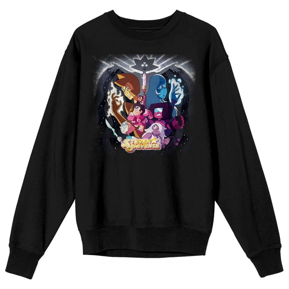 Steven Universe Gems Key Art Crew Neck Long Sleeve Black Adult Sweatshirt-Large