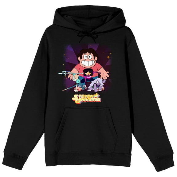 Steven Universe Group Shot Starry Background Long Sleeve Black Adult Hooded Sweatshirt-XXL