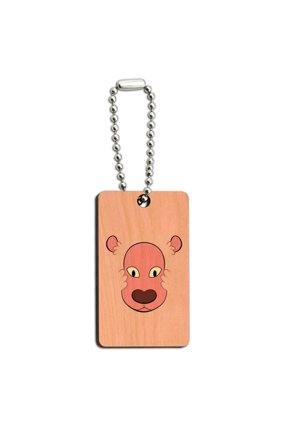 Steven Universe Lion Head Wood Wooden Rectangle Keychain Key Ring