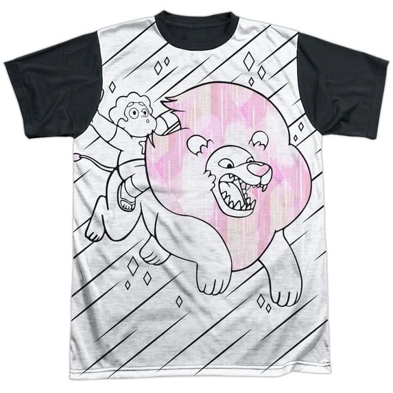 Steven Universe Men's Stev And Lion Sublimation T-shirt X-Large White