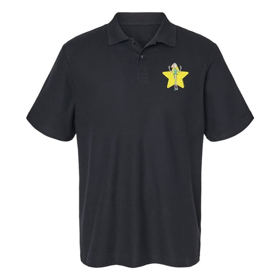 Steven Universe Pearl Star Cotton Polo Shirt, Black, Medium