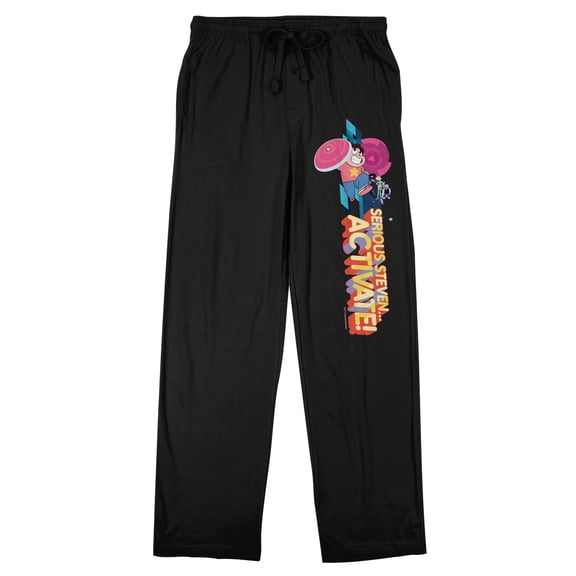 Steven Universe Serious Steven...Activate! Men's Black Sleep Pants-Large
