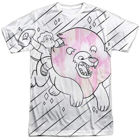 Men's Steven Universe Stev And Lion Sublimation T-shirt Large White