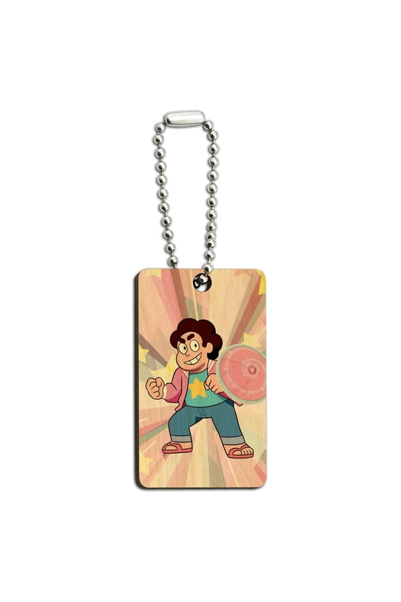 Steven Universe Steven Shield Wood Wooden Rectangle Keychain Key Ring
