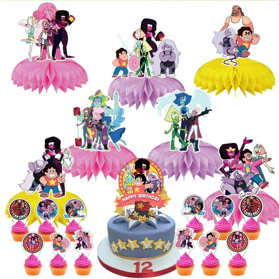 Steven Universe University Party Decor Supplies Honeycomb Centerpieces Table Toppers Cake Toppers Decorations for Birthday