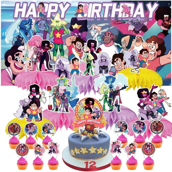 Steven Universe University Party Decorations Decor Supplies Honeycomb Centerpieces Table Toppers Cake Toppers for Birthday Photo Props