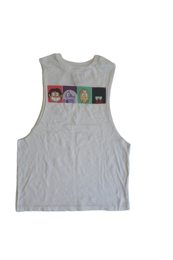 Steven Universe Women's Graphic Print White Tank Top Size Small