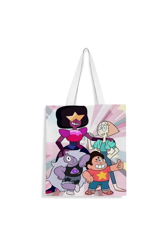 Steven Universe canvas Tote Bag handbag: Cute cat design tote for women, perfect for grocery shopping, featuring a reusable style and inner zipper, dimensions 13.8 x 15.8 inches (35x40cm).