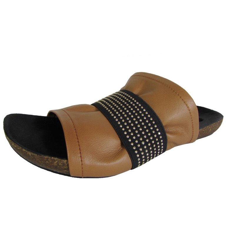 Steven Womens Kayden Leather Slide Sandal Shoe, Cognac, US 6  display picture 1