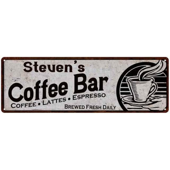 Steven's Coffee Bar Sign Kitchen Decor 6x18 206180007223