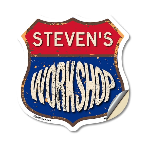 Steven's Workshop 18 inch X 18 inch Shield Shaped Heavy Duty 3.2 mil Vinyl Decal Weather Resistant, UV Protected To last, Gift for Dads and Uncles Classic Americana Crafted in the USA