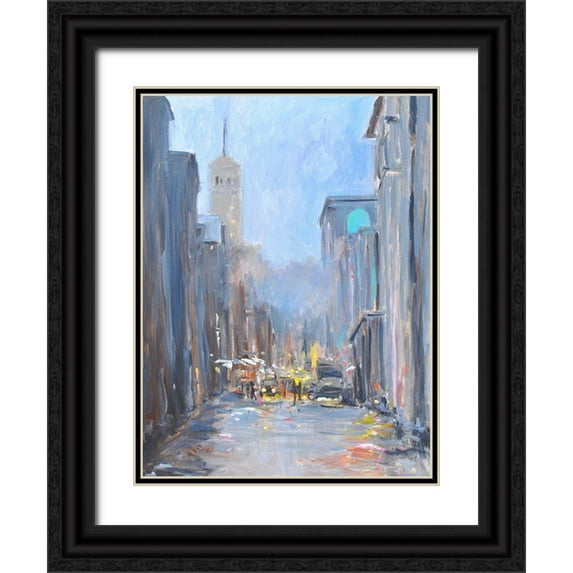 Stevens, Allayn 15x18 Black Ornate Wood Framed with Double Matting Museum Art Print Titled - City View